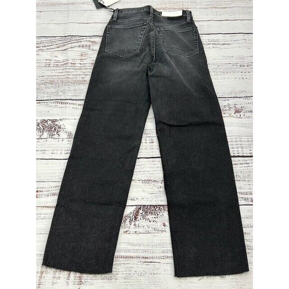 RE/DONE Womens 70s Stove Pipe Straight Leg Jeans Raw Hem Denim Black Size 25 NWT - Picture 2 of 11